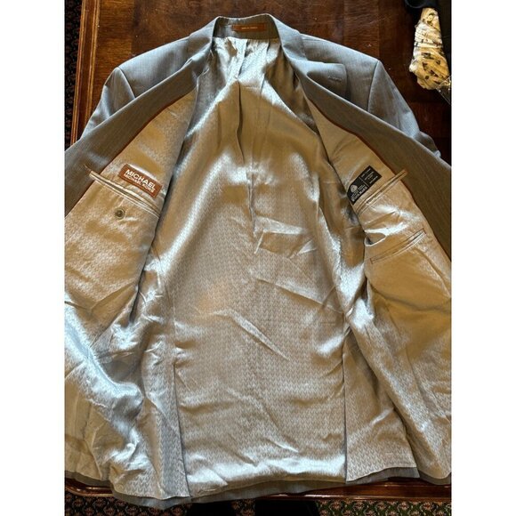 Michael Michael Kors Suit Men 38 Regular Gray Striped Wool Single Breasted - Picture 11 of 15